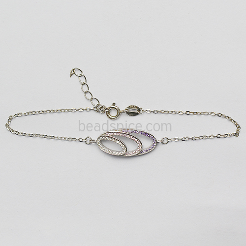 925 Sterling silver zircon charm bracelet ladies accessories jewelry chain nickel free