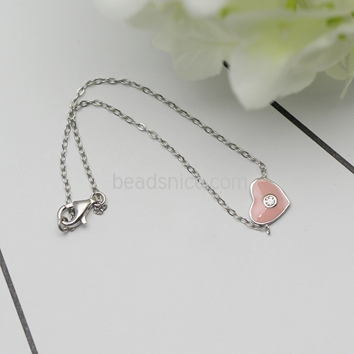 925 Sterling silver bracelet pink heart baby girl jewelry charm children's personalized gifts
