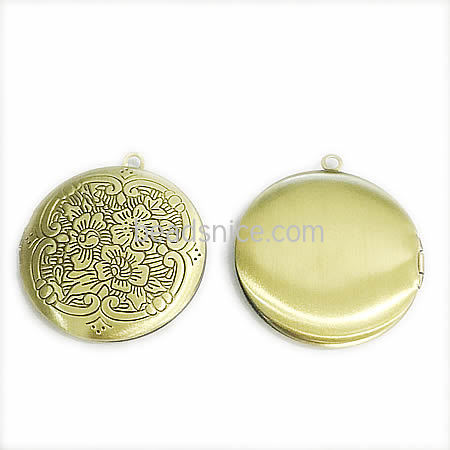 Brass Locket Photo Pendant,32x32mm,Hole：about 3mm,Lead Safe,Nickel Free,