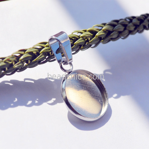 Stainless Steel Bezel Pendant Blanks Glass Cabochon Setting with bail