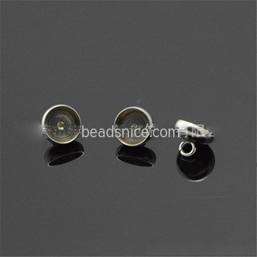Stainless Steel Bead Cap Cufflinks Cabochon Base Setting Charms