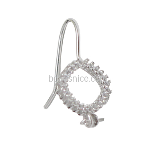 925 sterling silver earring wire with pearl pendant bail