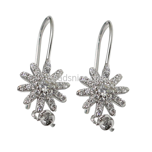 925 sterling silver earring wire with flower and  bail