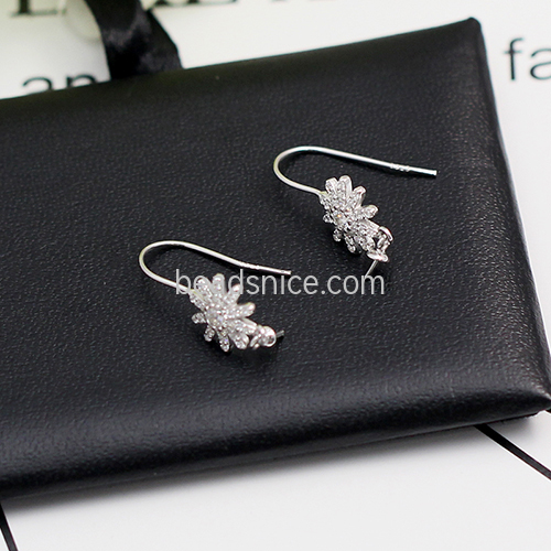 925 sterling silver earring wire with flower and  bail