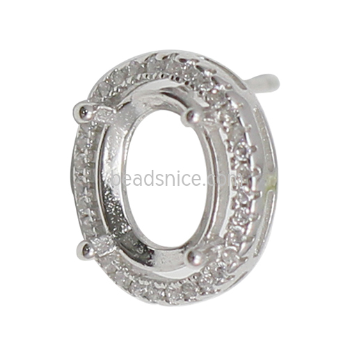 925 sterling silver earring post oval settings