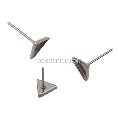 Stainless Steel Triangle Stud Post Tray Bezel Earring Blanks