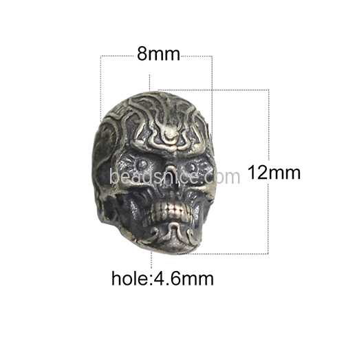925  silver beads skull