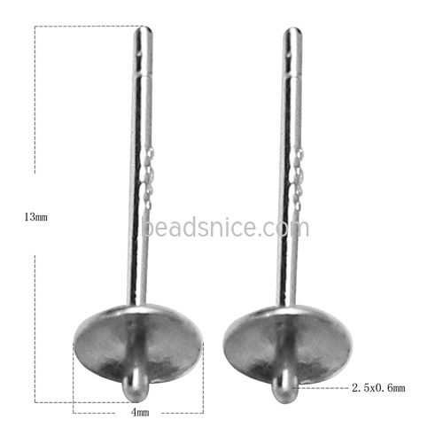 925 Silver Ear Stud Component