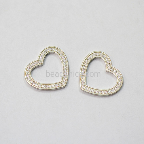 Heart pendants charms stamping blanks tags sterling silver flat tag fit bracelet bangles wholesale jewelry findings DIY