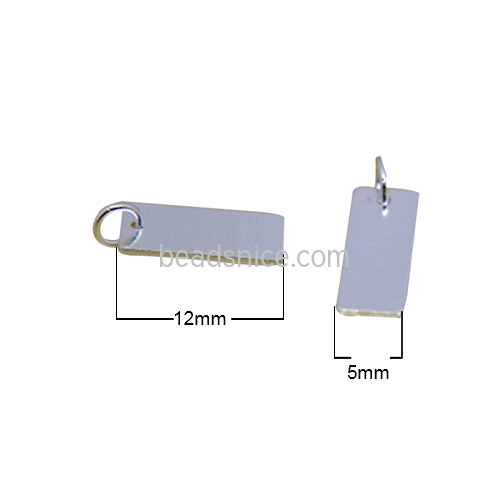 925 Sterling silver diy handmade Small rectangular tag accessories jewelry wholesale