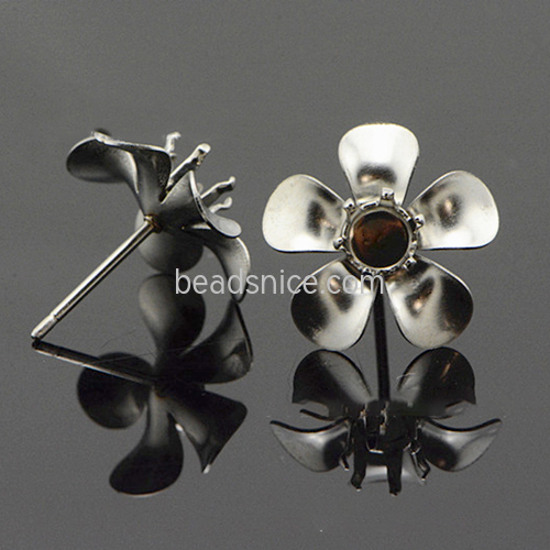 Stainless steel earring stud flower claw diy accessories jewelry wholesale