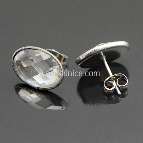 Stainless steel earrings stud oval