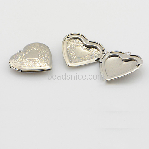 Stainless steel Heart locket pendant Metal Focal basic photo charms