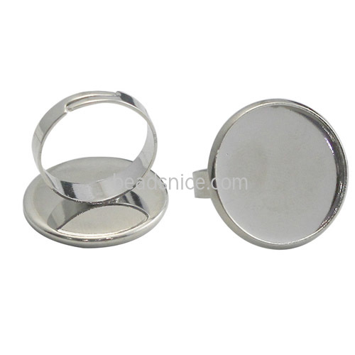 Ring blanks Vacuum real gold plating round More than 2 microns thickness with glue pads adjustable 20mm