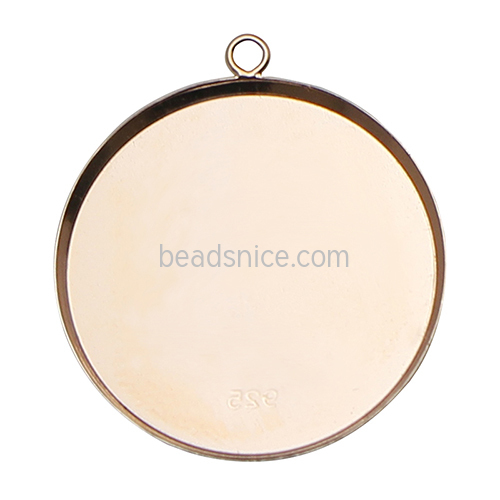 925 Sterling silver pendant tray round bezel
