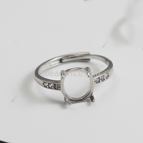 925 Sterling silver Settings Adjustable Ring