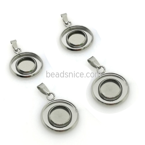 Stainless Steel Double Circle Round Pendant Blank Diy Jewelry accessories