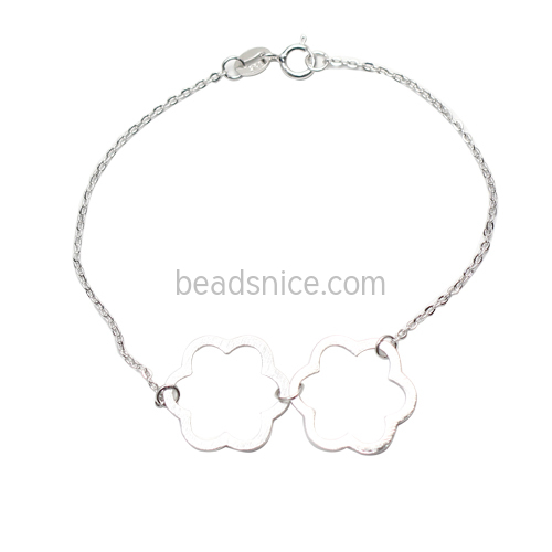 Sterling silver flower bracelet delicate chain jewelry wholesale nickel free