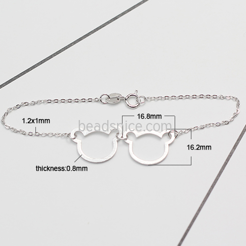 925 Sterling silver hollow bear bracelet lovely cute chain gift for little girl wholesale fashion jewelry nickel free