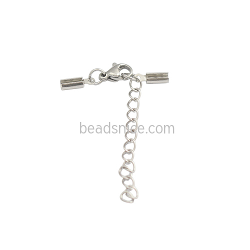 Stainless Steel Set Cord End Cap Lobster Clasp Extension Chain Connector