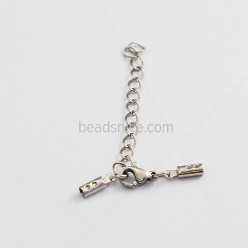Stainless Steel Set Cord End Cap Lobster Clasp Extension Chain Connector