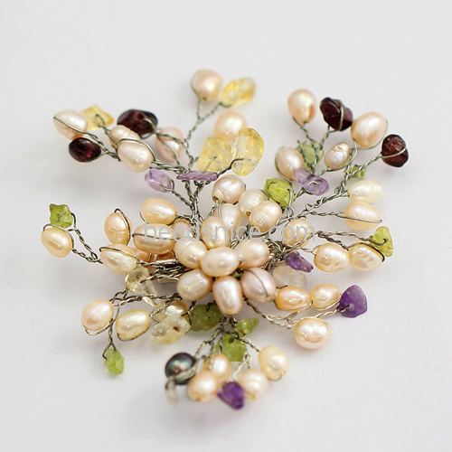 Pearl wire wrap brooch jewelry making findings