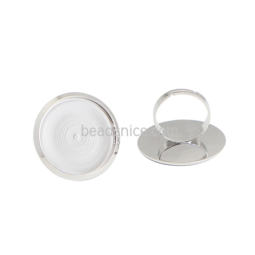 Adjustable ring base setting  with round bezel fit cabochons