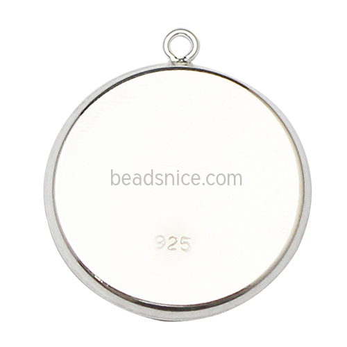 925 Sterling silver Pendant tray Round Bezel Gift for girls