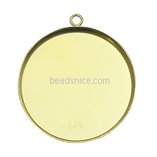 925 Sterling silver Pendant tray Round Bezel Gift for girls