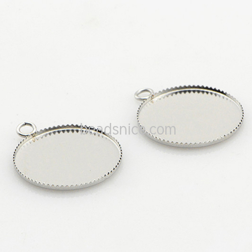 Stainless steel round pendant tray with loop cabochon setting blank bezel pendant base