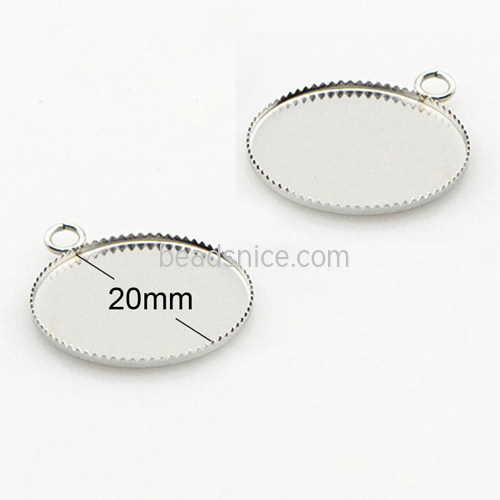 Stainless steel round pendant tray with loop cabochon setting blank bezel pendant base