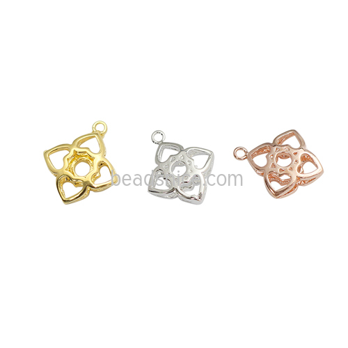 Hollow Filigree Pendant Charm Jewelry Pendants Brass Diamond-shaped