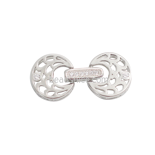 Sterling Silver Clasp with Zircon Clear Pave Fine Jewelry Components for Women Jewelry Handmade