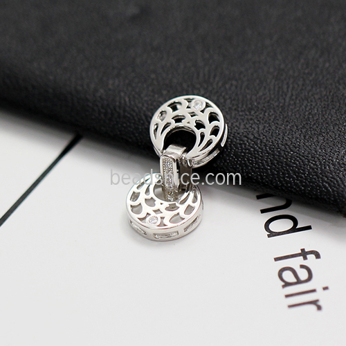 Sterling Silver Clasp with Zircon Clear Pave Fine Jewelry Components for Women Jewelry Handmade