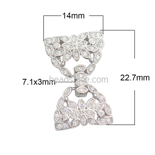925 Sterling Silver Clasp Inlaying Zircon Clear Pave Beautiful Lady Necklace or Bracelet Accessories DIY Wedding Gift for Lady