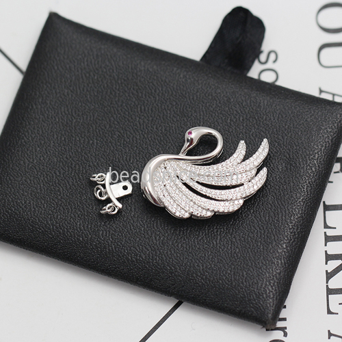 925 Sterling Silver Swan Bracelet Necklace Clasp Inlaying Zircon Accessories DIY Jewelry Making