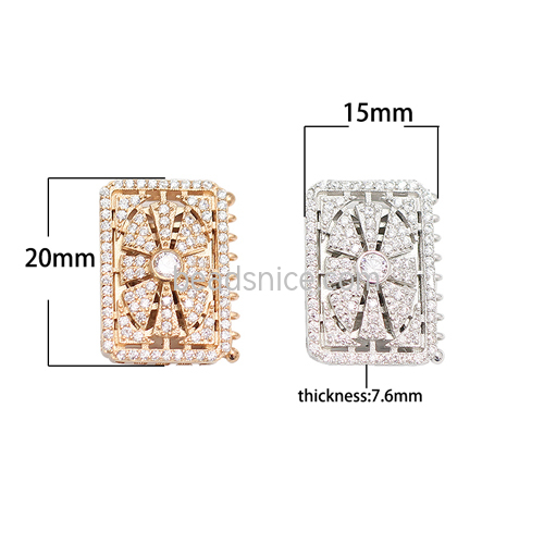 Pure Silver Square Clasp Inlaying Zircon Clear Fashion Design Fine Jewelry Component for Handmade Jewelry Women