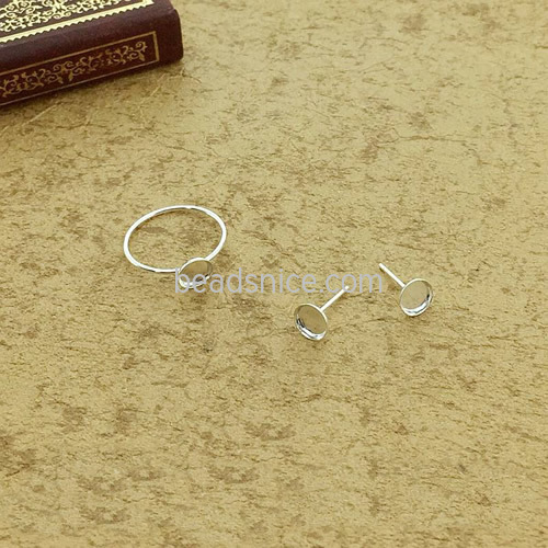 925 Sterling silver Ring setting Round DIY Bezel Jewerly findings