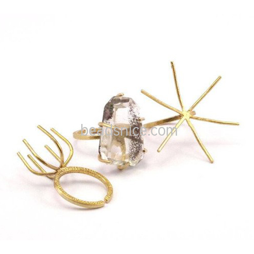 Brass Ring Setting Six-claw Jewelry Gold Color Crystal Rings High Quality Wholesale