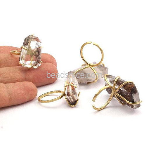 Brass Ring Setting Six-claw Jewelry Gold Color Crystal Rings High Quality Wholesale