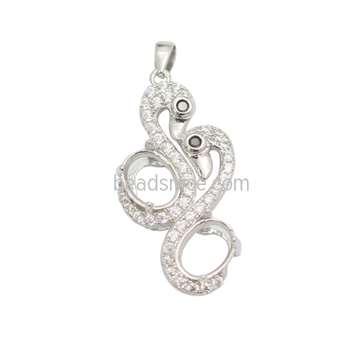 925 Sterling silver swan pendant setting micro-inlaid zircon jewelry accessories