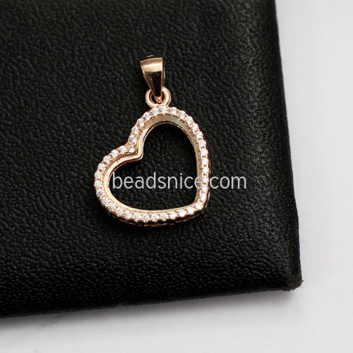 925 Sterling silver hollow heart pendant micro-inlaid zircon