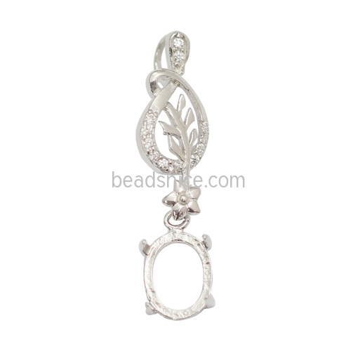 925 Sterling silver pendant setting bezel micro-inlaid zircon jewelry accessories