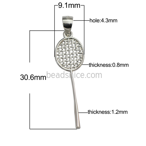 Sterling silver badminton racket and badminton necklace pendant couple gift