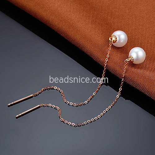 925 Sterling Silver Earring Stud Pearl Bail Threader Creative Unique