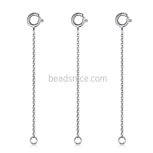 Sterling silver bracelet extension chain with a round charm