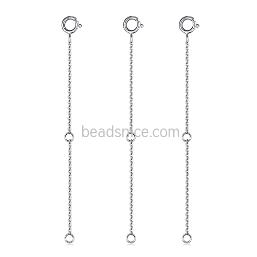Sterling silver bracelet extension chain with a round charm pendant