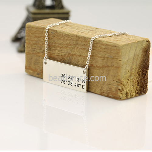 925 Sterling Silver Latitude and Longitude Lettering Necklace DIY Custom Creative Jewelry