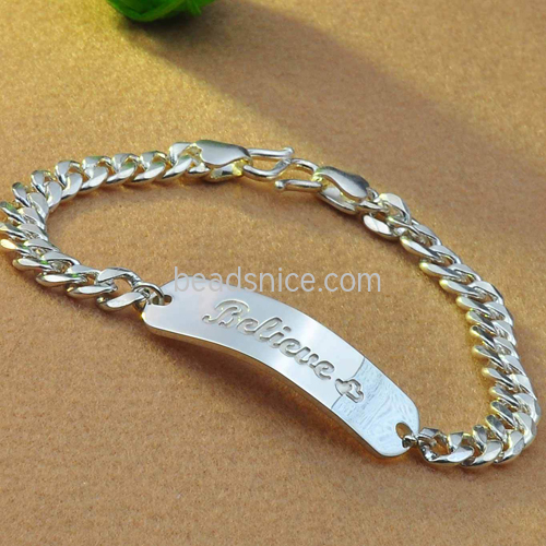 925 Sterling SilverAdjustable Bracelet Laser Lettering Wholesale Couple DIY Custom Gift Personalized