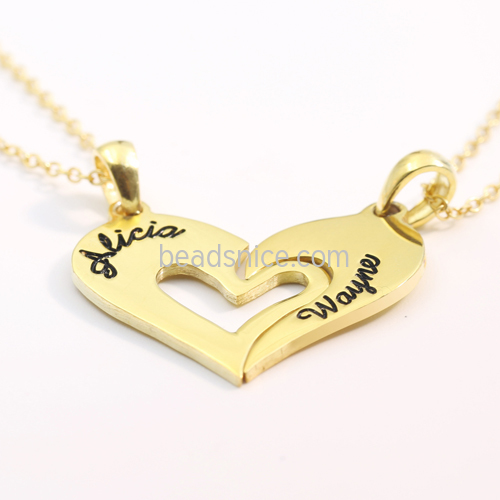 925 Silver love couple necklace heart-shaped pendant jewelry wholesale